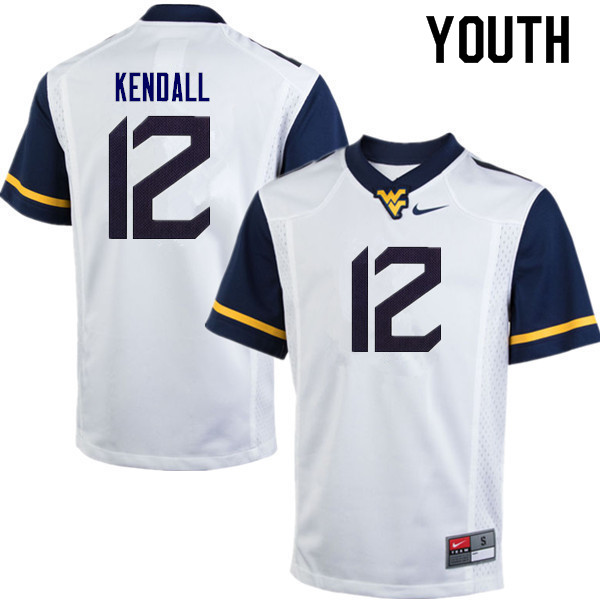 Youth #12 Austin Kendall West Virginia Mountaineers College Football Jerseys Sale-White
